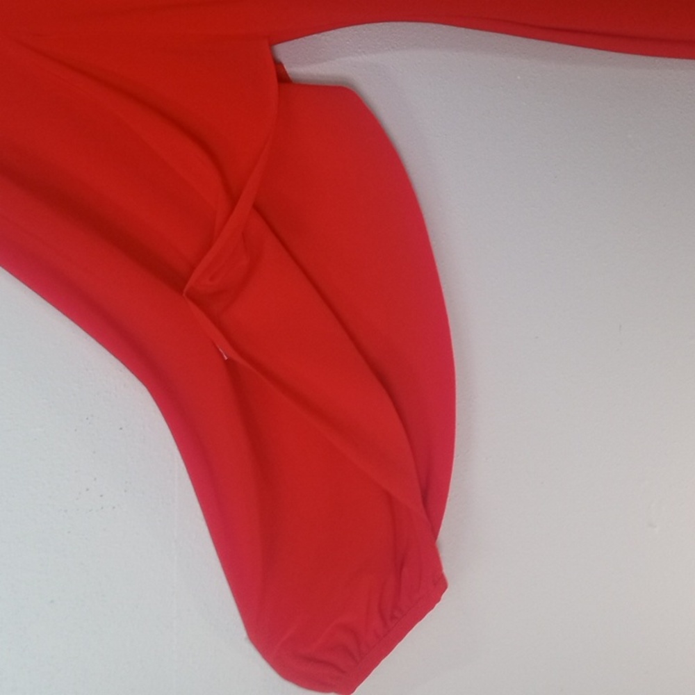 Lauren Ralph Lauren Vibrant Red Long Sleeve Midi Dress Size 10 - Picture 8 of 8